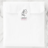 Vrouw meisje met golvend haar en makreelpictogram ronde sticker (Tas)