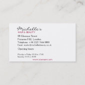 Vrouw meisje met golvend haar en makreelpictogram visitekaartje (Achterkant)