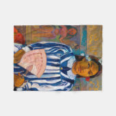Vrouw met A Fan, Gauguin Fleece Deken (Voorkant (Horizontaal))