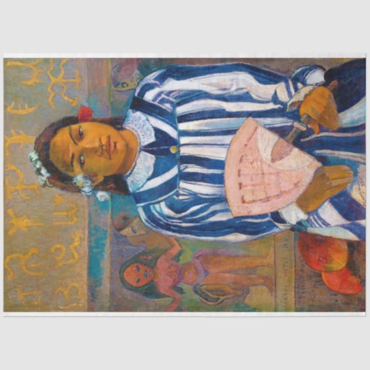 Vrouw met A Fan, Gauguin Tissuepapier (Voorkant)