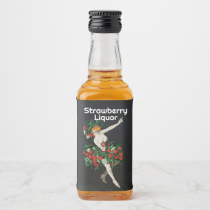 VROUW MET AARDBEIEN Art Nouveau Likeurfles Etiket