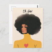  vrouw met Afro en hart trui Briefkaart (Voorkant / Achterkant)