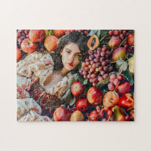 Vrouw met appels en druiven legpuzzel