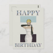 Vrouw met avondhandschoenen uit 1950 Happy verjaar Briefkaart (Voorkant / Achterkant)