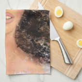  Vrouw Met Bloem Keuken Handdoek (Quarter Fold)