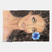  Vrouw Met Bloem Keuken Handdoek (Horizontaal)