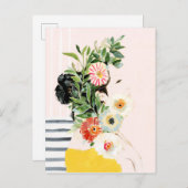Vrouw met bloemen briefkaart (Voorkant / Achterkant)