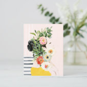 Vrouw met bloemen briefkaart (Staand voorkant)