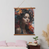 Vrouw met bloemen hangend wandkleed (Slaapkamer)