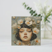 VROUW MET BLOEMEN KAART (Staand voorkant)