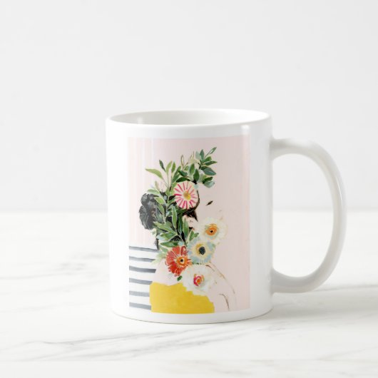 Vrouw met bloemen koffiemok (Rechts)