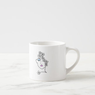 Vrouw Met Bloemen Lijn Kunst Espresso Kop