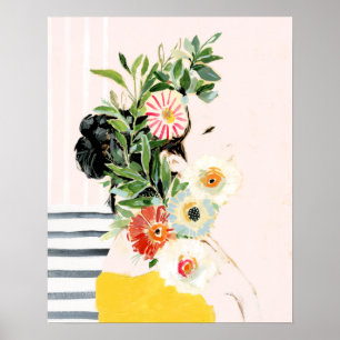 Vrouw met bloemen poster