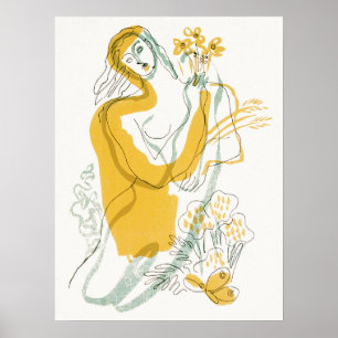Vrouw met bloemen poster