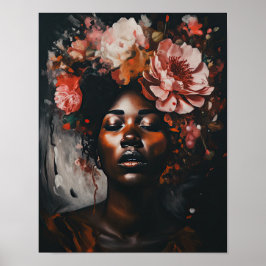 Vrouw met bloemenhoofd Art Print Poster