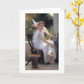 Vrouw met Cupid, Bouguereau Kaart (Gele Bloem)