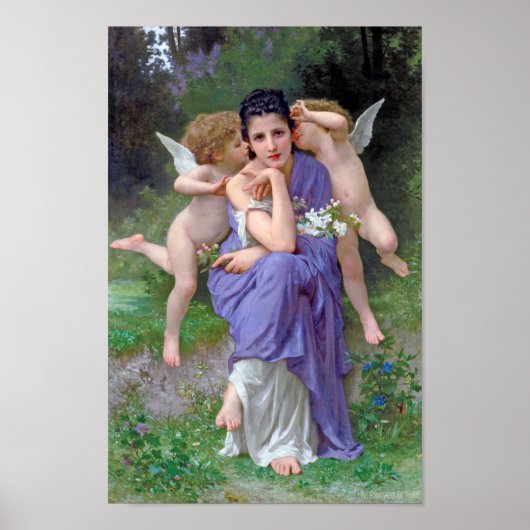 Vrouw met Cupid, Bouguereau Poster (Voorkant)