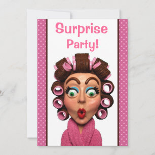 Vrouw met curlers Ondernemingsfeestje Kaart