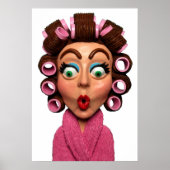 Vrouw met curlers poster (Voorkant)