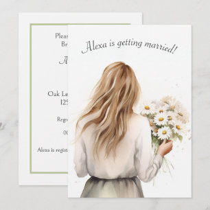 Vrouw met Daisy Bouquet Vrijgezellenfeest Kaart