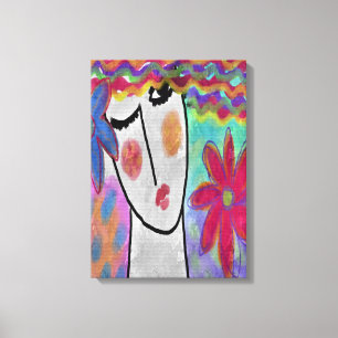 Vrouw met de Abstracte Digitale Kunst van de Flowe Canvas Afdruk