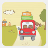 Vrouw met de auto vierkante sticker (Voorkant)