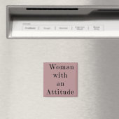 Vrouw met een Attitude Square Magnet Magneet (Insitu (Vaatwasser))