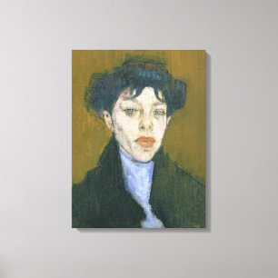 Vrouw met een Blue Scarf, c.1912 (olie op doek) Canvas Afdruk