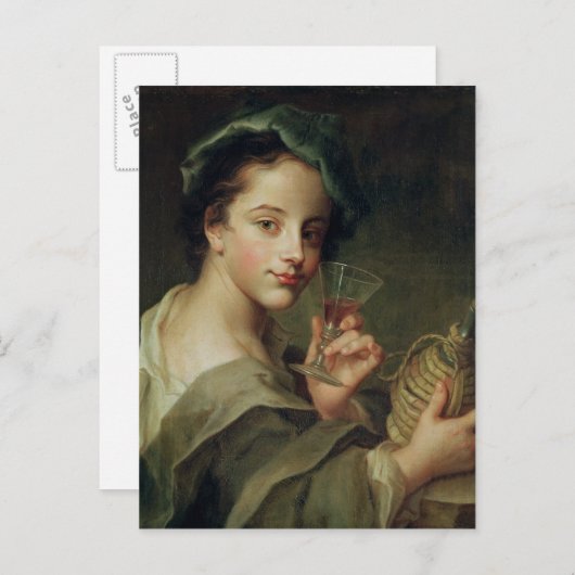 Vrouw met een glas wijn briefkaart (Voorkant / Achterkant)