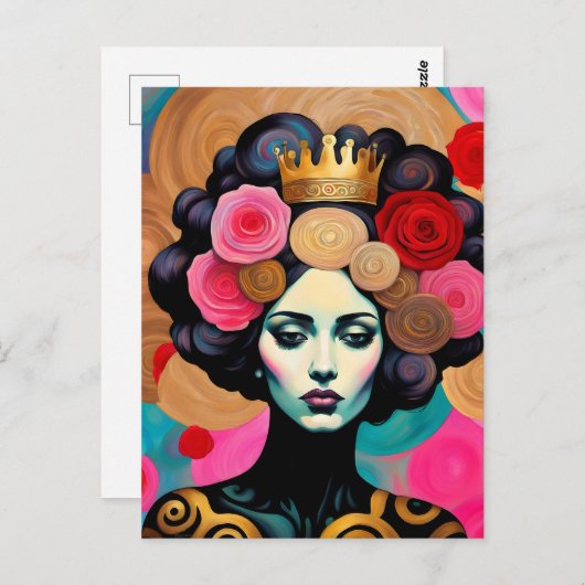 Vrouw met een gouden kroon briefkaart (Voorkant / Achterkant)