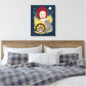 Vrouw met een kat. Oekraïens Uitgerekt Canvas Prin (Insitu (Slaapkamer))