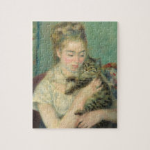 Vrouw met een kat - Renoir Art