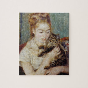Vrouw met een Kat van Pierre-Auguste Renoir Legpuzzel