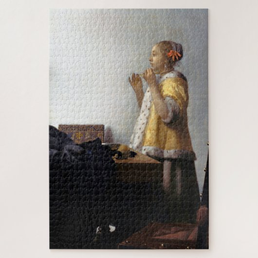 Vrouw met een Ketting van Pearl, Johannes Vermeer Legpuzzel (Verticaal)