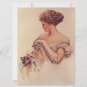 vrouw met een kitten kaart