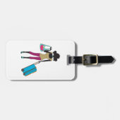 Vrouw met een koffer bagagelabel (Voorkant horizontaal)