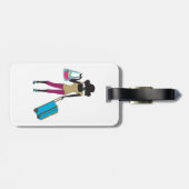 Vrouw met een koffer bagagelabel (Achterkant horizontaal)