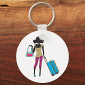 Vrouw met een koffer sleutelhanger