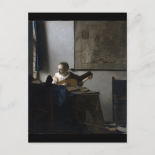 Vrouw met een Lute van Johannes Vermeer Briefkaart