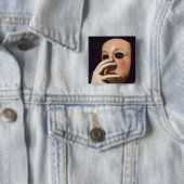 Vrouw met een Masker Vierkante Button 5,1 Cm (In situ)