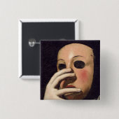 Vrouw met een Masker Vierkante Button 5,1 Cm (Voorkant /achterkant)