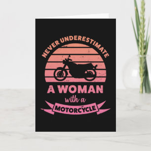 Vrouw met een motorfiets grappige geschenken vrouw kaart