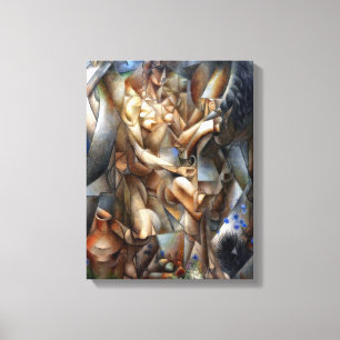 Vrouw met een paard canvas afdruk