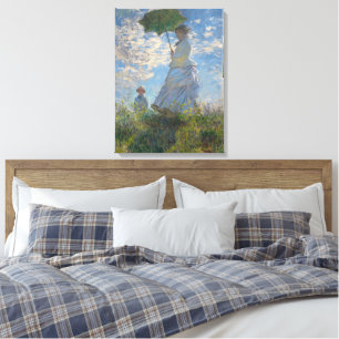 Vrouw met een parasol   Frans landschap Canvas Afdruk