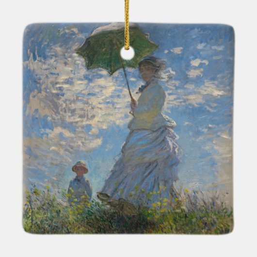 Vrouw met een parasol | Frans landschap Keramisch Ornament (Achterkant)