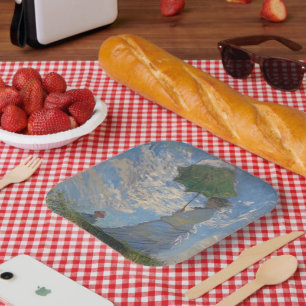 Vrouw met een parasol   Frans landschap Papieren Bordje