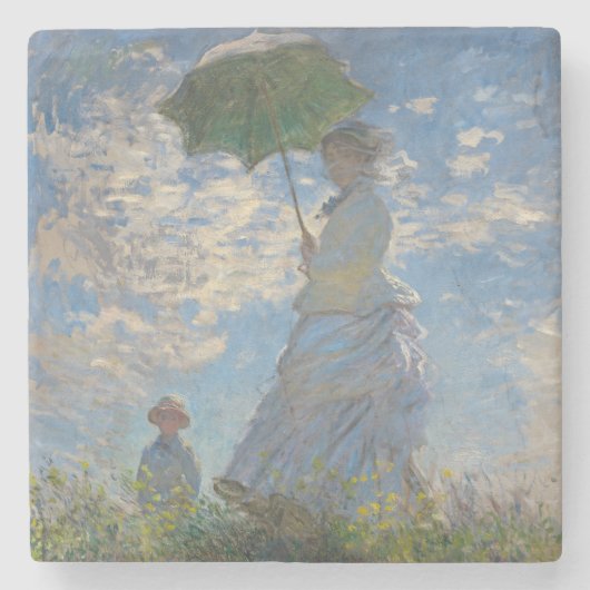 Vrouw met een parasol | Frans landschap Stenen Onderzetter (Voorkant)