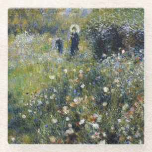Vrouw met een parasol in een tuin door Auguste Ren Glazen Onderzetter