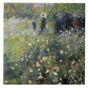 Vrouw met een parasol in een tuin door Auguste Ren Tegeltje