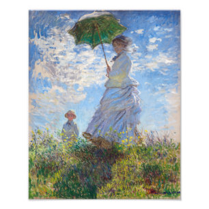 Vrouw met een parasol Monet Foto Afdruk